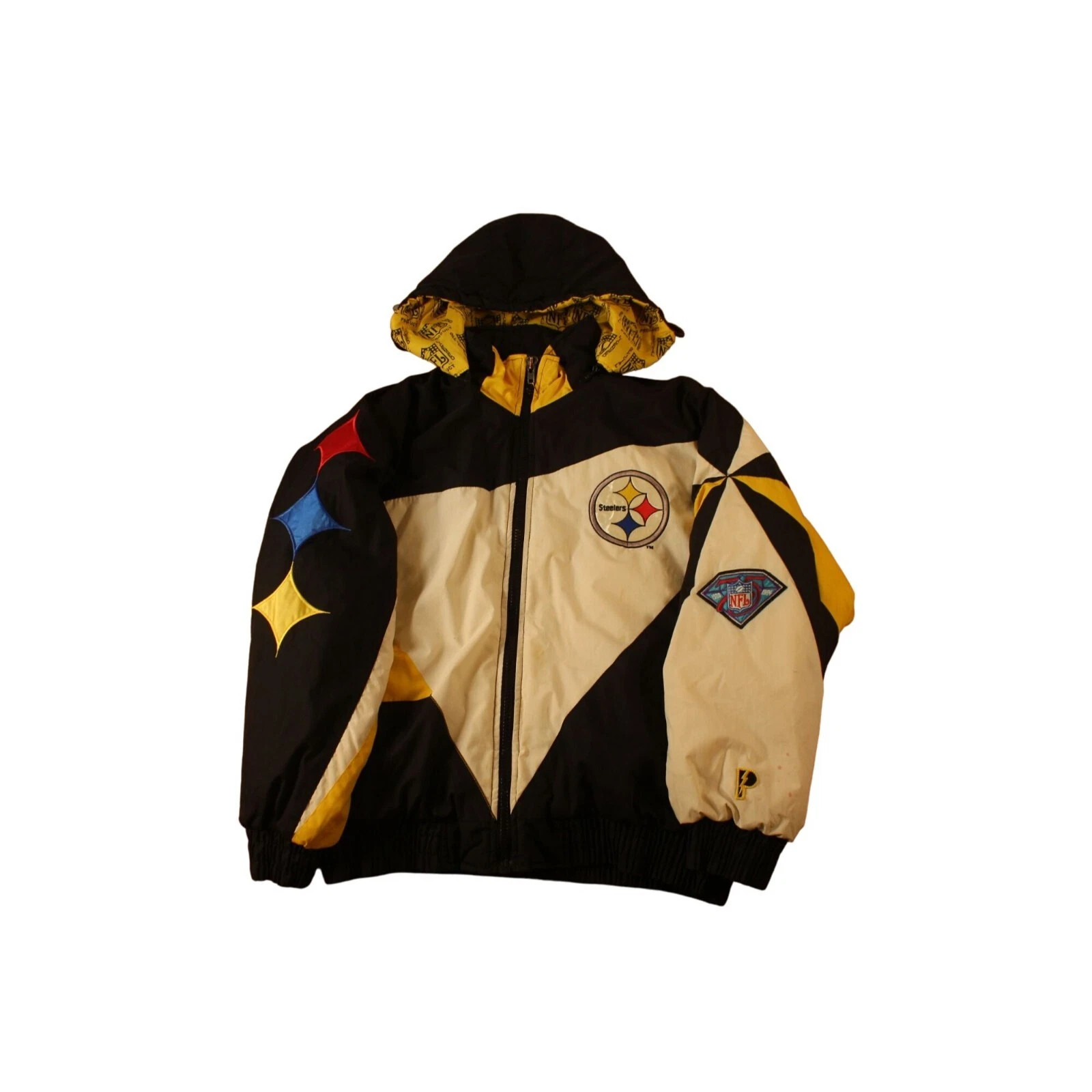 Vintage NFL Steelers Puffer Jacket Hoodie Full Zip Large Multicolor BSUR52 | eBay US