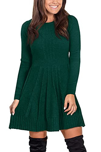 Womens Maroon Sweater Dress Winter Warm Lightweight Warm Long Sleeve A-Line Winter Dress Green XL | Amazon (US)
