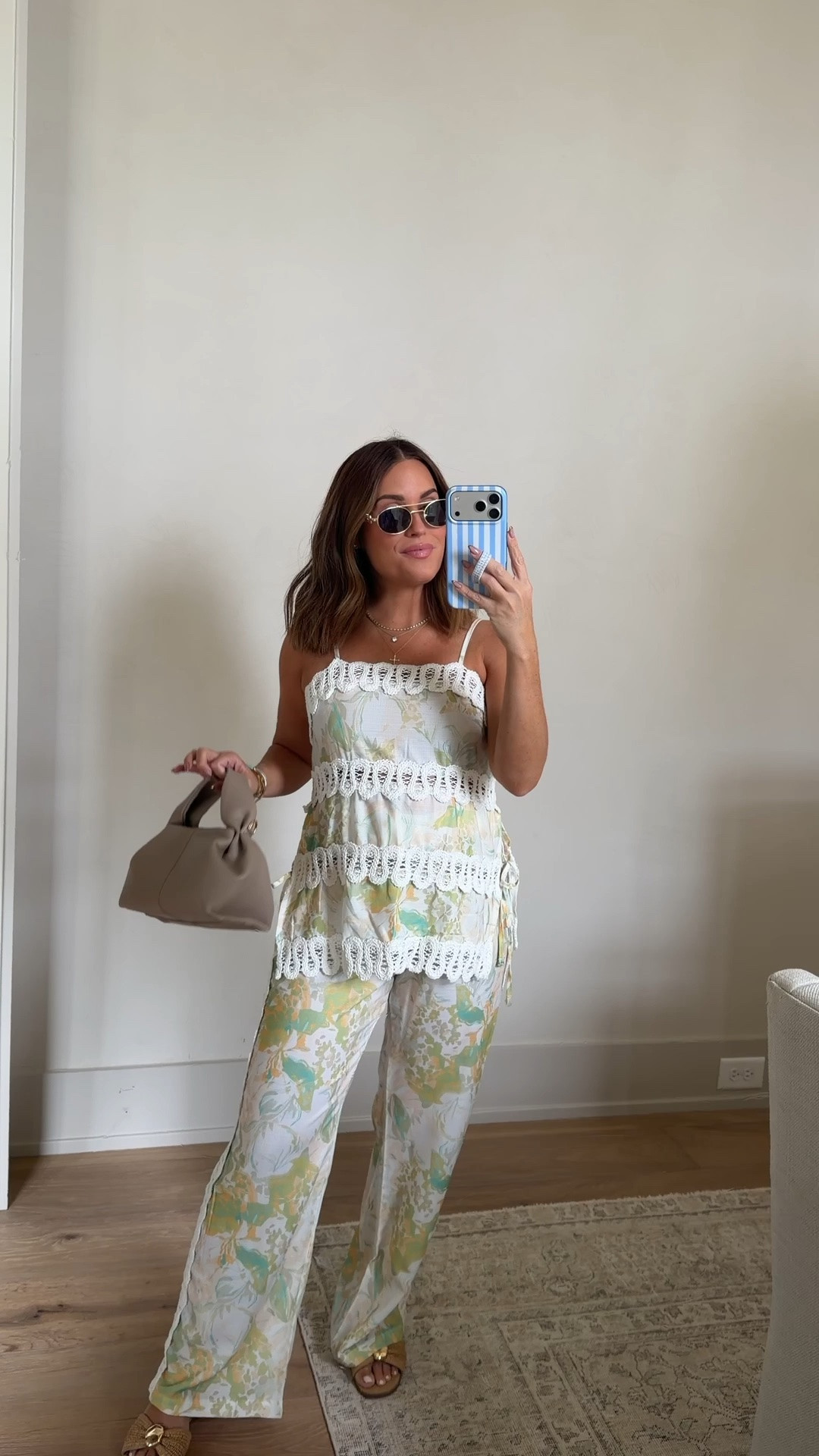 Wearing a small in this Amazon set - it’s 10/10 quality and so cute for summer! Features split hem top that ties on the sides + has adjustable straps. Pants have elastic waist & wide leg fit. Love the color and crochet detail! 

Will also link my designer look alike sunglasses & handbag. Sandals are from Target are run tts! 

Currently 25 weeks pregnant. 

Summer set, maternity, bump friendly, Amazon, sunglasses, summer bag, vacation look, resort look

#LTKootd #LTKgrwm #LTKBump