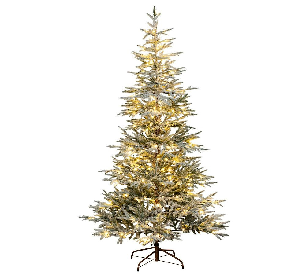 Faux Lit Flocked Fir Tree | Pottery Barn (US)