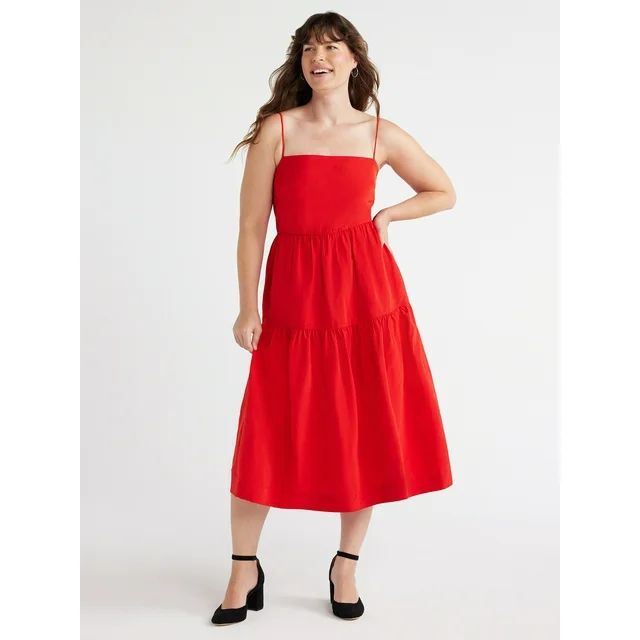 Free Assembly Women's Strappy Empire Midi Dress, Sizes XS-XXXL | Walmart (US)