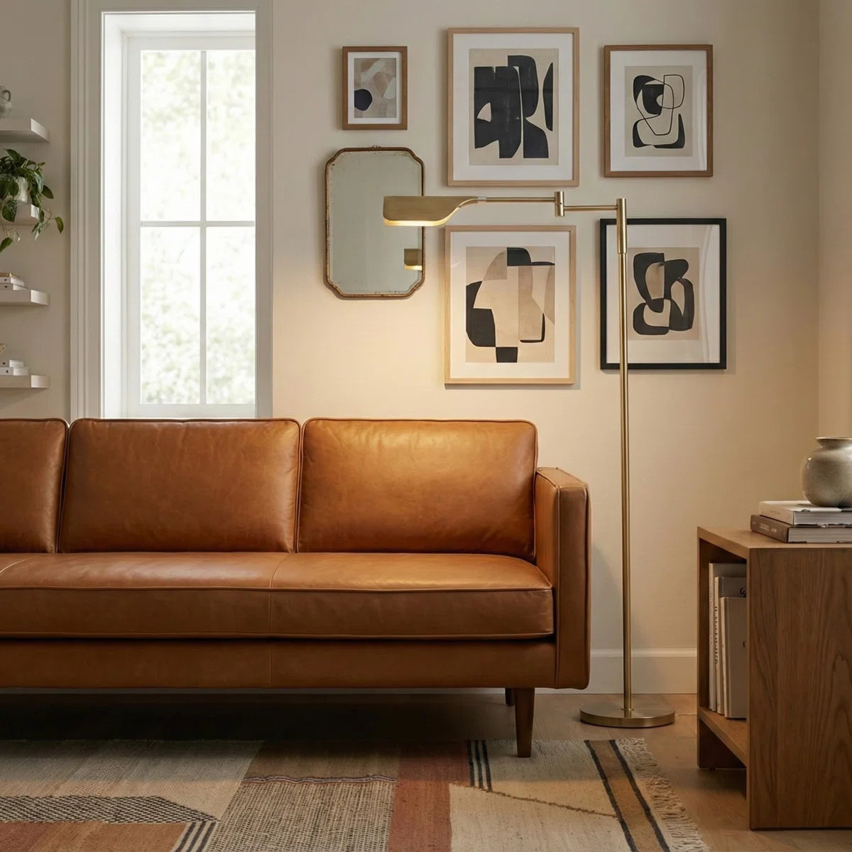 Leaf 53 in. Industrial Vintage Gold Floor Lamp with Metal Shade and 3-Way Dimming Options, Integr... | Wayfair North America