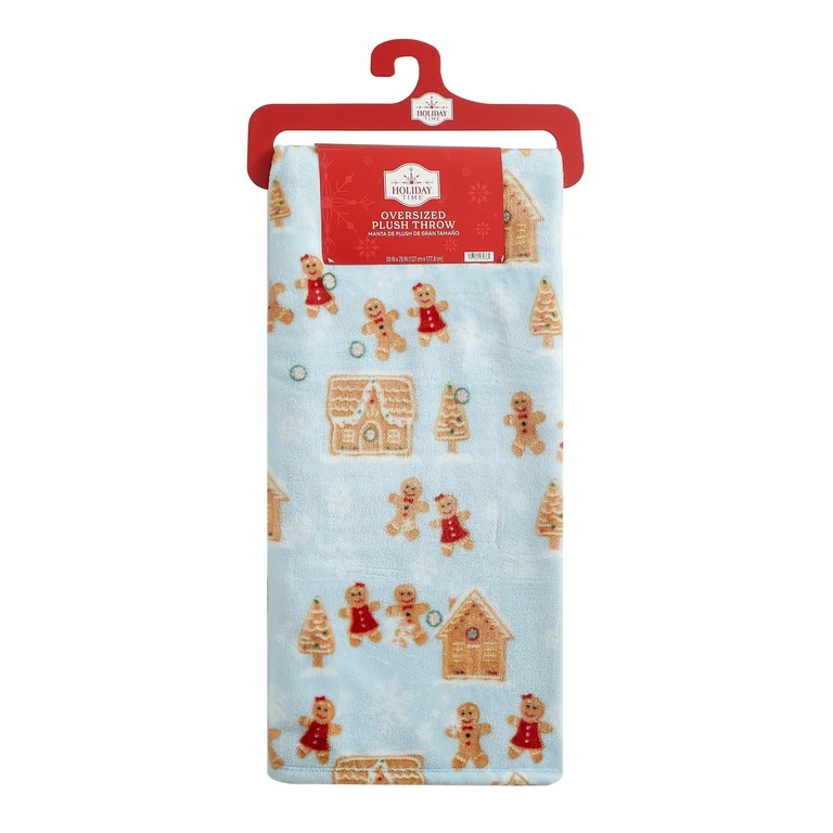 Holiday Time Cozy Christmas Plush Gingerbread Houser Overized Throw Blanket, 50"x70" | Walmart (US)