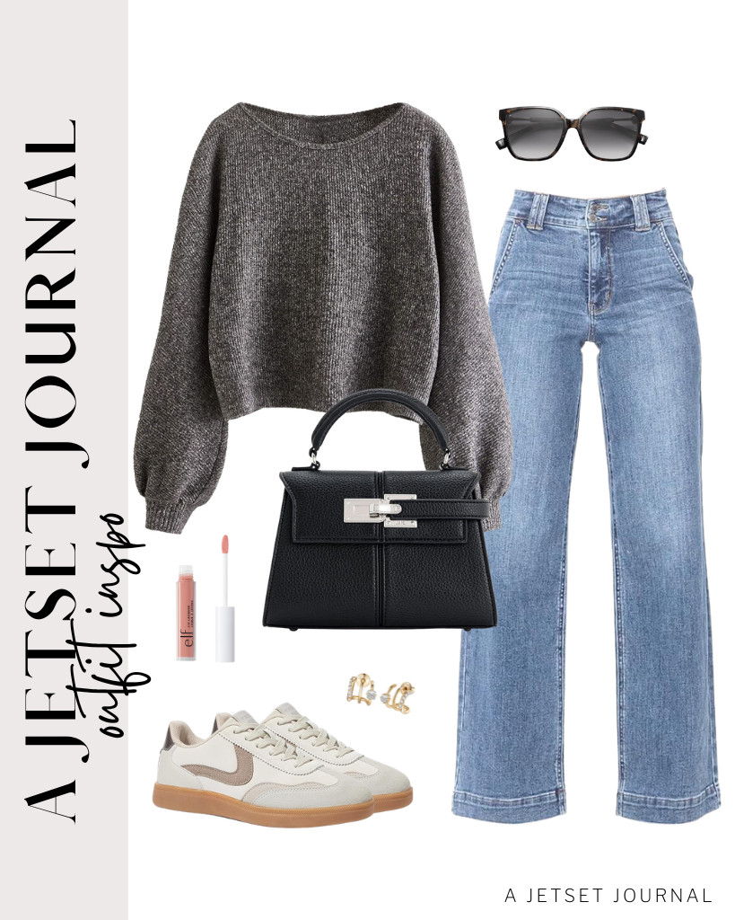 If you're traveling or just grabbing a coffee, consider wearing this dark gray sweater, which pairs perfectly with denim pants. To complete your look, you can accessorize with a classy JW PEI top-handle bag and add a dab of e.l.f. Lip Lacquer for a touch of gloss. 

 #LTKSeasonal #LTKSaleAlert #LTKTravel