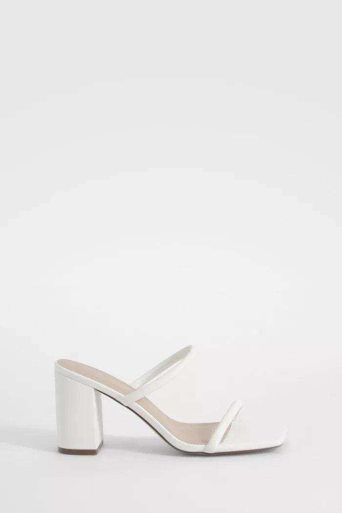 Double Strap Square Toe Heeled Mules | Boohoo.com (UK & IE)