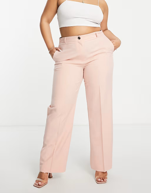 ASOS DESIGN Curve Mix & Match slim straight suit pants in blush | ASOS (Global)