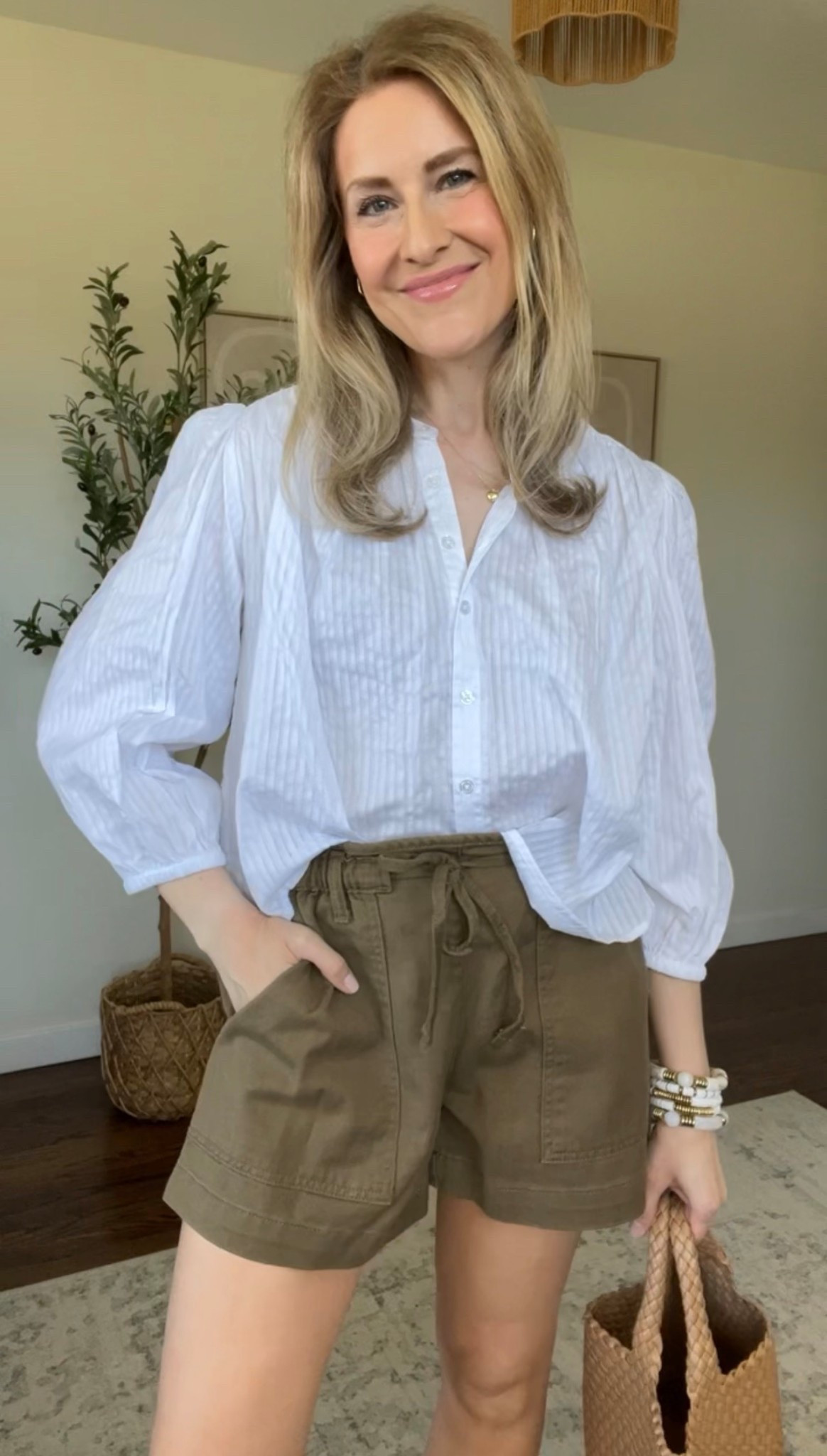 Walmart outfit with this cotton blouse and paperbag waist shorts! Love these shorts but they run small, go up one size. Top fits tts, I’m a small. #walmartfashion 

#LTKOver40 #LTKootd #LTKmomlife