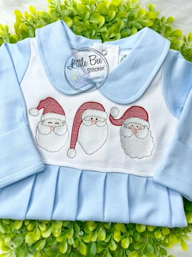 Baby Boy Christmas Outfit Santa Footie With Red Hats Baby Boy Santa Outfit Baby Boy Church Outfit... | Etsy (US)
