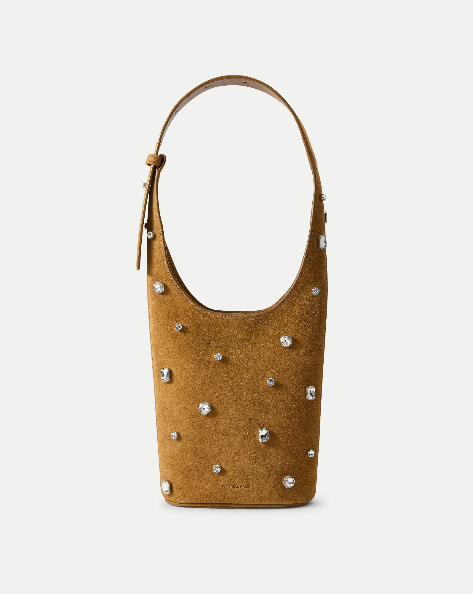 Crystal Embellished Loop Bucket Bag in Brown Acorn | Veronica Beard | Veronica Beard