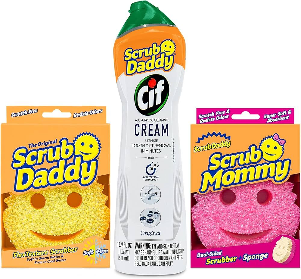 Scrub Daddy OG + Scrub Mommy + Cif All Purpose Cleaner, Lemon - A Perfect Kitchen + Bathroom Clea... | Amazon (US)