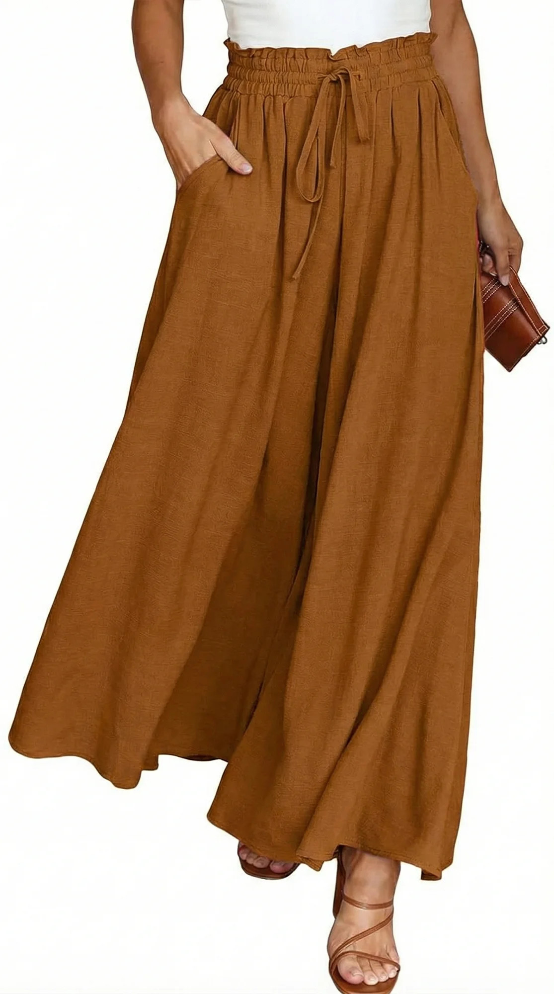 SOMER Pants for Women Flowy Dressy Casual Elastic High Waist Wide Leg Palazzo Pants with Pocket D... | Walmart (US)