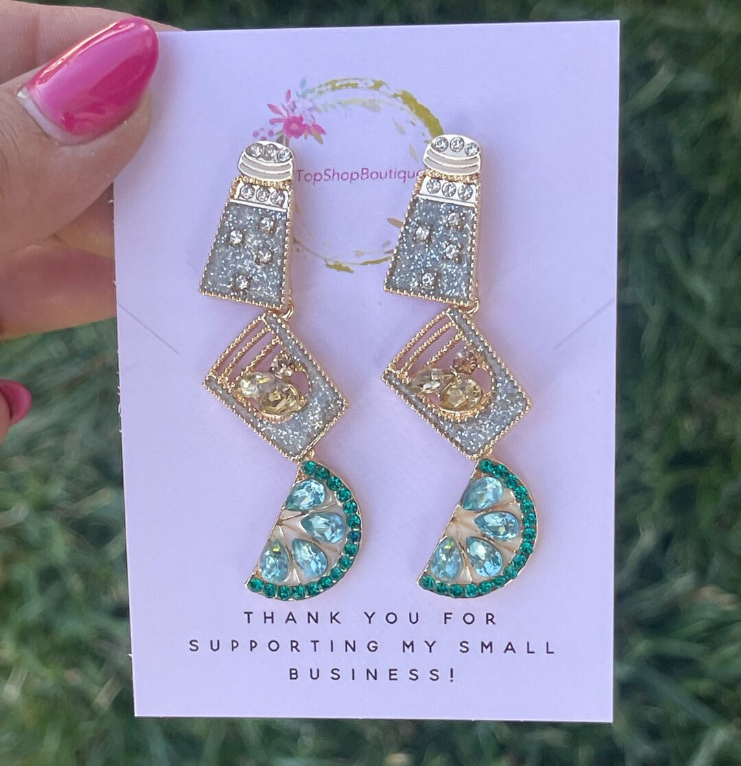 Rhinestone Tequila Shot Glass Earrings Bartender Earrings - Etsy | Etsy (US)