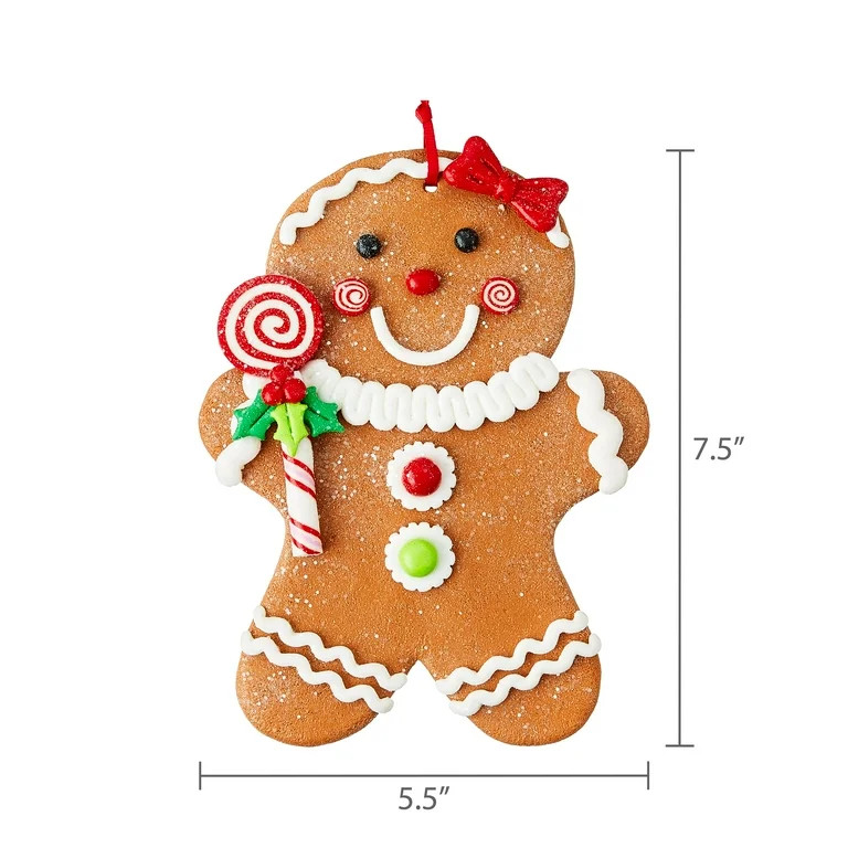 Multicolor Jumbo Gingerbread Girl Christmas Ornament, 7", by Holiday Time | Walmart (US)