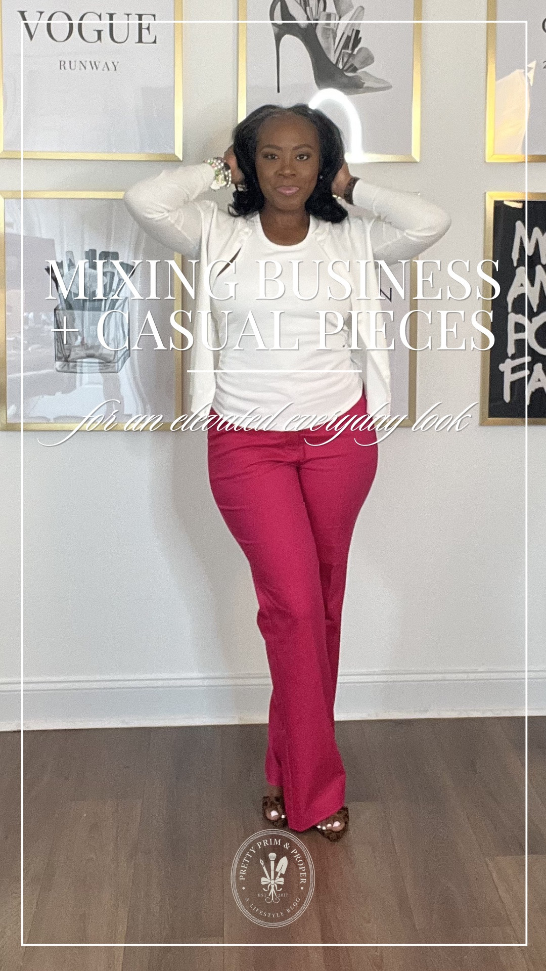 One of my favorite styling tricks is mixing casual basics with more tailored pieces to create a look that feels polished but still effortless.

Today’s outfit paired pink flare pants and a classic cardigan with an athletic-style tank for a more modern, wearable feel. 
Finished with leopard mules and pearl accessories, of course. 🤍✨

#LTKOver40