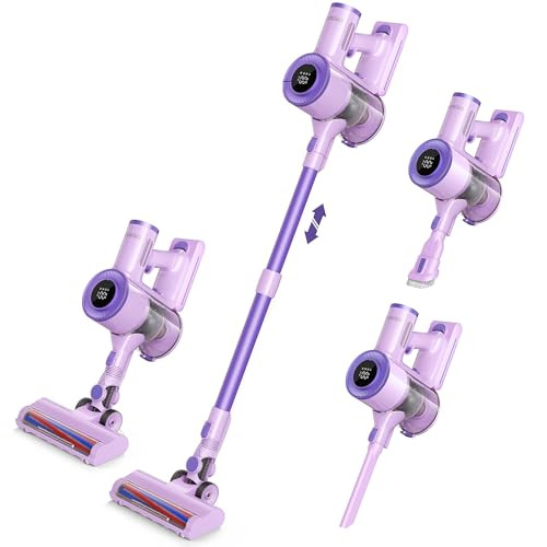 Cordless Vacuum Cleaner, 20Kpa Powerful Suction with LED Display, 8 in 1 Lightweight Stick Vacuum, 30 Min Runtime Detachable Battery, 1.5L Dust Cup, for Carpet and Hard Floor Pet Hair Purple | Amazon (US)