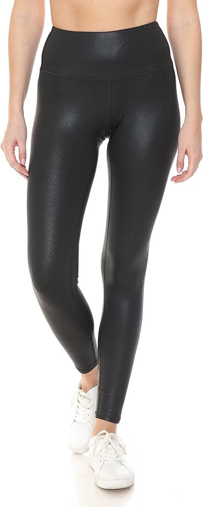 Leggings Depot Women's High Waist Comfy Faux Leather Leggings Tights Stretchy Pleather Pants | Amazon (US)
