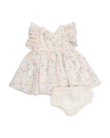 Newborn Girl Woodland Creature Printed Dress | TJ Maxx