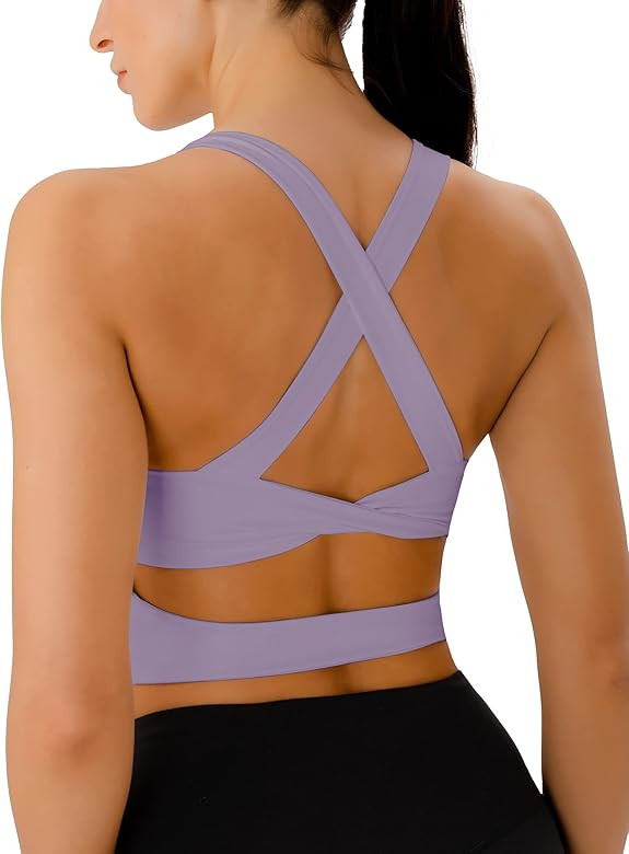 Workout Tops for Women Criss-Cross Back Padded Sports Bras for Women Medium Support Womens Crop T... | Amazon (US)