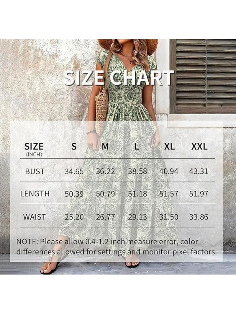 MORTTIC Women's V-Neck Long Sleeve Maxi Dress, Summer Resort Wear with Fashion Prints and Flowy B... | Walmart (US)