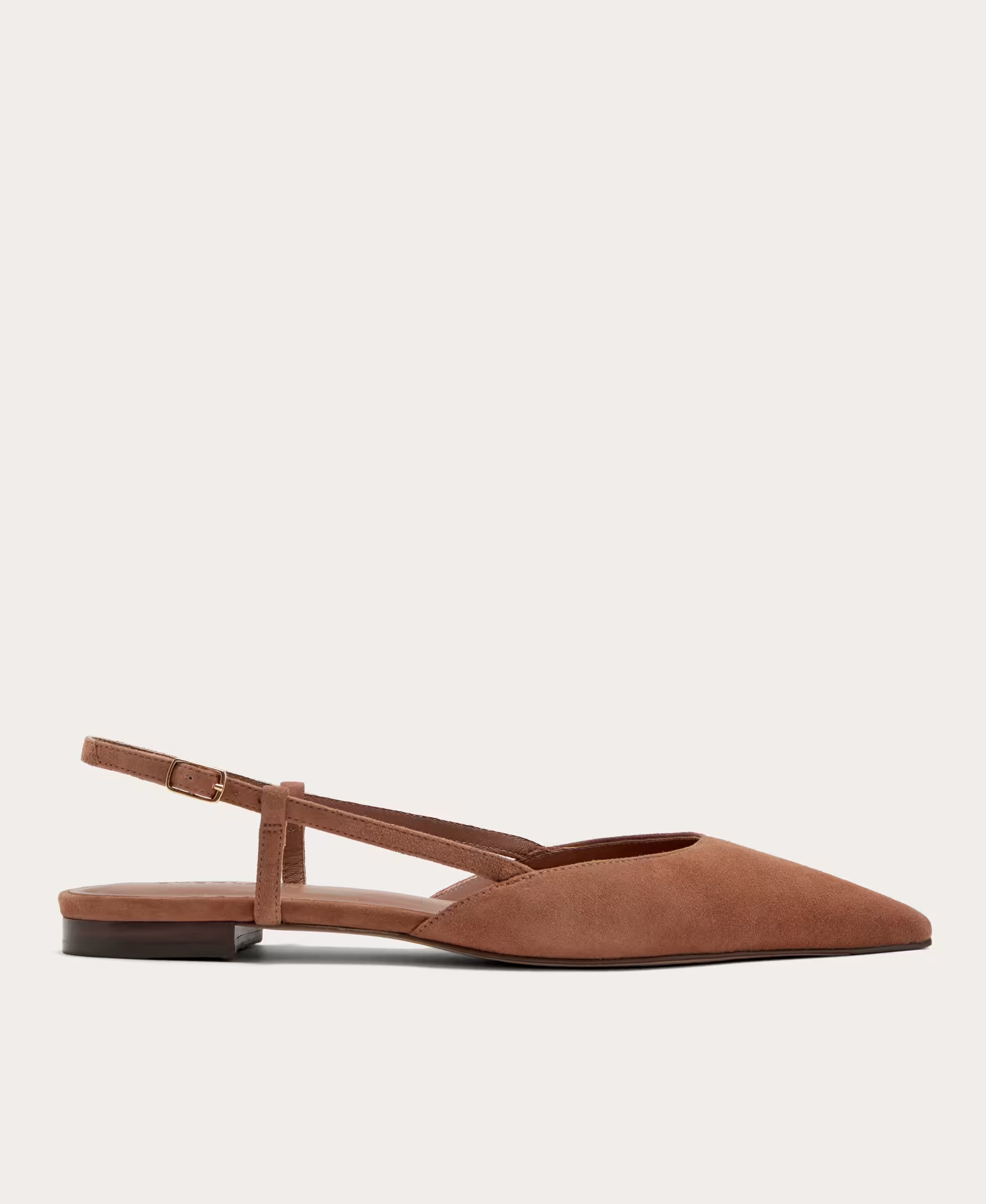 Studio Slingback Flat by Everlane in Saddle Brown Suede, Size 10.5 | Everlane