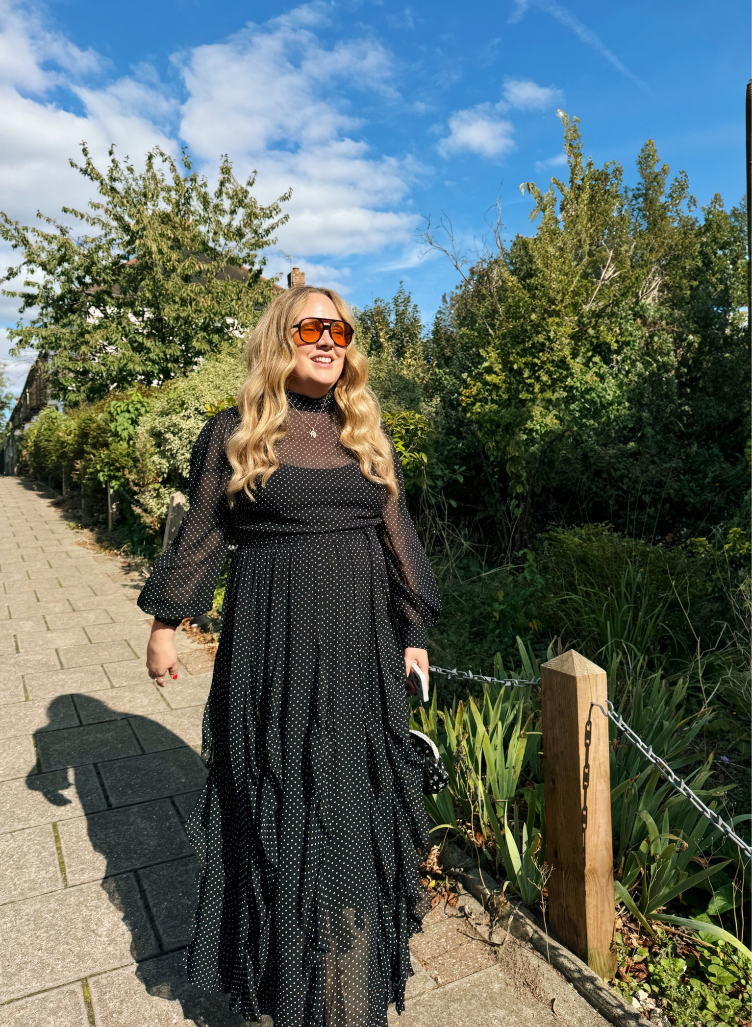 All dressed up, and actually somewhere to go, red carpet, formalwear, black tie, size 18, polka dot dress, 70s style dress 

#LTKuk #LTKautumn #LTKmidsize