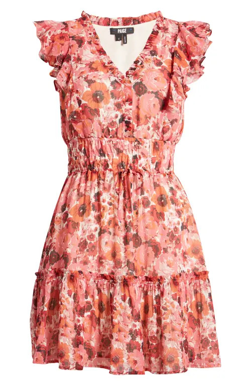 PAIGE Muriel Floral Print Silk Minidress in Bissou Multi at Nordstrom, Size 12 | Nordstrom