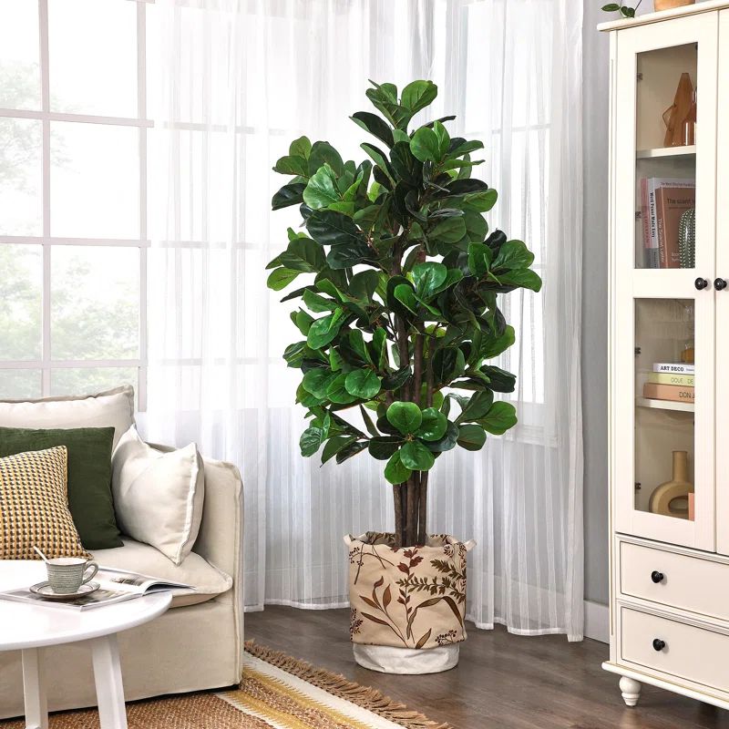 Artificial Fiddle Leaf Fig Tree in Pot | Wayfair North America