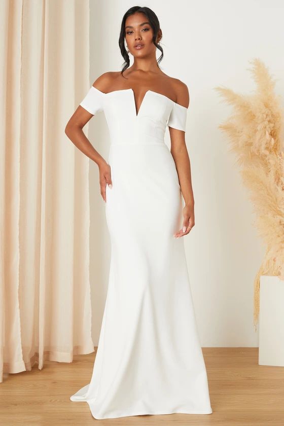 Loveliest Aura White Off-the-Shoulder Mermaid Maxi Dress | Lulus (US)