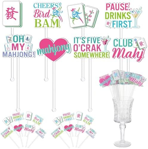 24 Pcs Mahjong Cocktail Swizzle Stirrers Acrylic Mahjong Drink Sticks Coffee Whiskey Shafts for B... | Amazon (US)