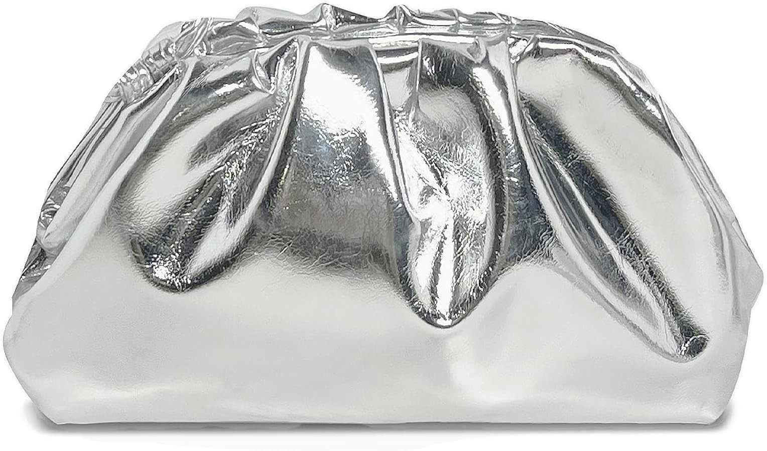 Huralona Dressy Pleated Vegan Leather Clutch Ruched Bag Purse Metallic PU Clutch Cloud Dumpling B... | Amazon (US)