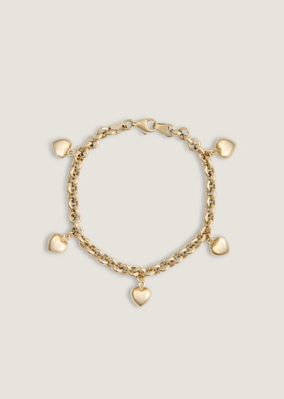 Chemistry Puffed Heart Charm Bracelet On Rolo Chain - Kinn | Kinn Studio
