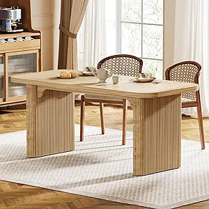 Tribesigns Modern Dining Table for 6 People, 63-Inch Natural Wood Kitchen Table with Double Robus... | Amazon (US)
