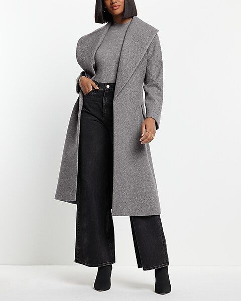 Gray Shawl Lapel Wrap Coat | Express