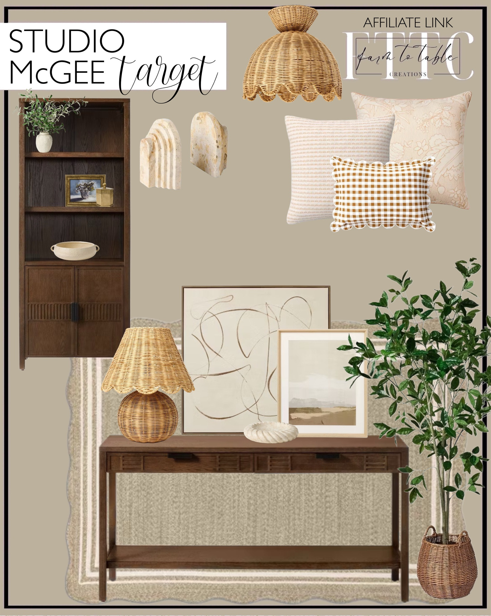 Studio McGee Spring Collection. Follow @farmtotablecreations on Instagram for more inspiration.

Bay Leaf Tree in Basket. Woven Table Lamp.  Scalloped Edge Braided Outdoor Area Rug Natural. Dosinia 60" Console Table Brown - Threshold. Dosinia Bookshelf Brown. Line Abstract Framed Canvas Wall Art. 24"x20" Landscape Framed Wall Art - Threshold. Oversized Square Reverse Embroidered Floral Pillow Orange or Cream. Twisted Edge Marble Dish Cream. Gingham Scalloped Edge Outdoor Lumbar Pillow. Vintage Metal Decorative Box. Olive Leaf Potted Arrangement. Glazed Ceramic Bowl with Handles Cream. Woven Flush Mount Ceiling Light. Set of 2 Marble Tiered Bookends. 10"x8" Flower Vintage Framed Wall Art - Threshold designed with Studio McGee. 

Gallery Wall | Spring Decor |  End of Year Clearance | Trending Decor | Viral Decor | Amazon Holiday | Christmas | Christmas Table | Tablescape | Christmas Tree | Bedroom corner | Coffee Table Decor | Neutral Decor | Fall Stem Sale | Target Finds | Skinny Bench | Bedroom | Living Room | Breakfast Nook | Amazon Home | Target Sale | Loloi Rugs | Magnolia Home | console table | console table styling | faux stems | entryway space | front porch decor | neutral decor | entryway decor | cozy home | affordable decor |  home decor | home inspiration | Christmas stems | Christmas console | Christmas vignette | christmas decor | fall decorations | console styling | entryway rug | cozy moody home | moody home decor | neutral home | bathroom decor | tree ornaments | living room


#LTKSeasonal #LTKFindsUnder50 #LTKHome