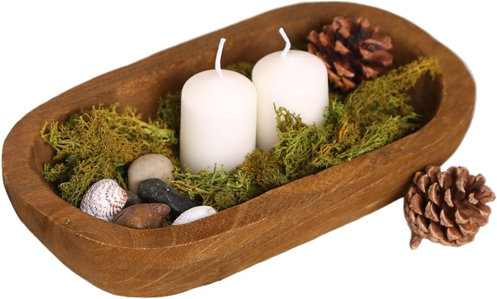 AVESTLINE Wooden Dough Bowls for Decor Centerpiece Bowl 10 x 5.7 x 2.8 Inches Shallow Wooden Bowl... | Amazon (US)