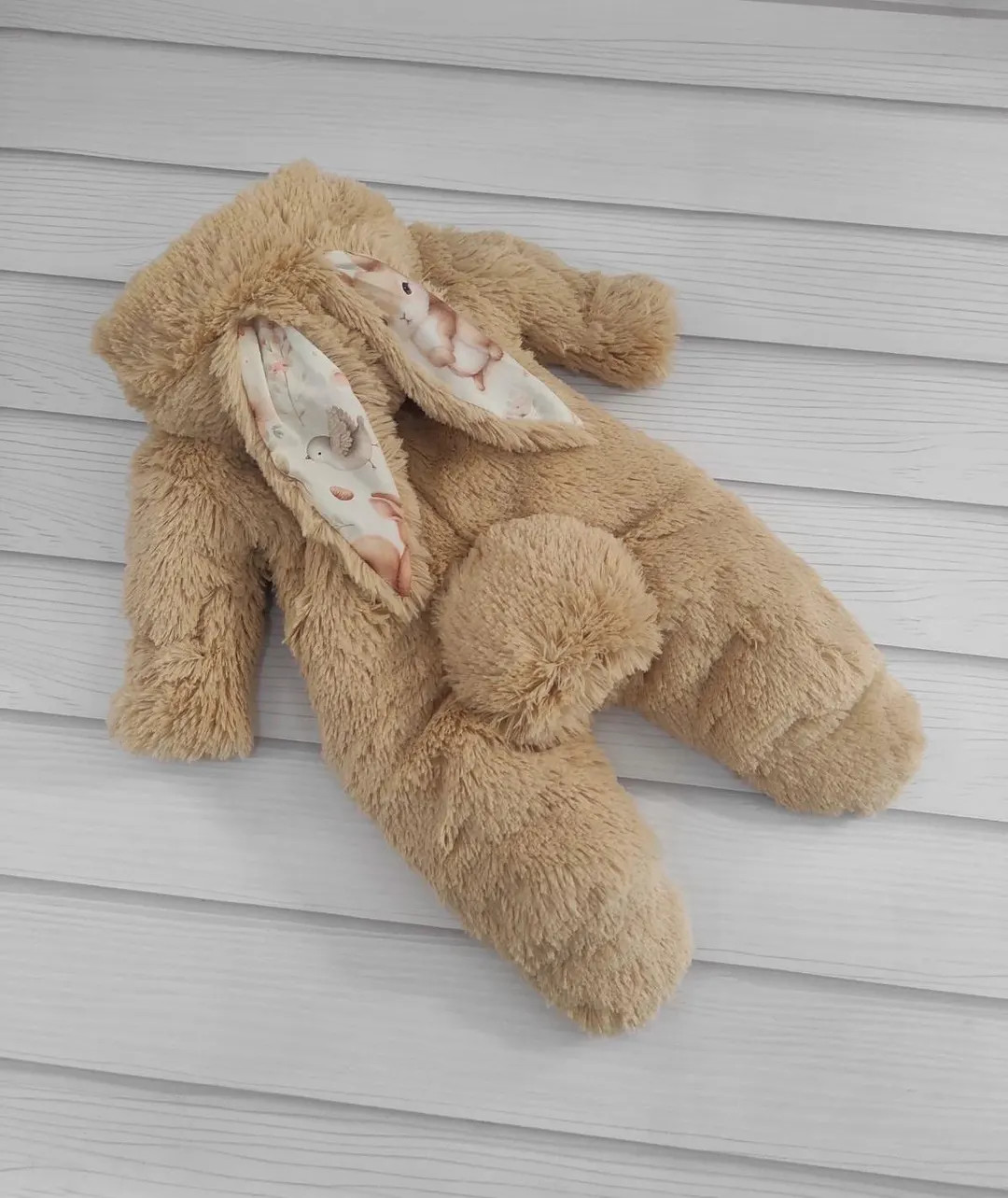 Beige Bunny Baby Romper / Bodysuit – Newborn (preemie, 0-3 M, 3-6 Months, 6-9M) – Soft Faux F... | Etsy (US)