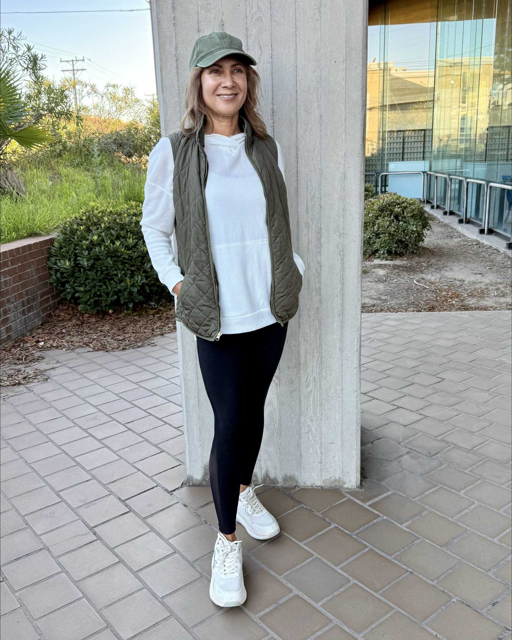 Dropped my Christmas cards at the post office and I’m sharing my running errands outfit. I added a cute puffer vest and cap to complete the look.
My waffle knit hoodie comes in more than 10 colors and makes a great gift. Im wearing size S for reference. At under $25 grab one for her and one for you!

#LTKOver40 #LTKdayinmylife #LTKHoliday #LTKGiftGuide #LTKFindsUnder50