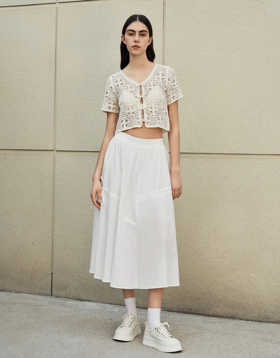 Tie Side Midi A-Line Skirt | Urban Revivo