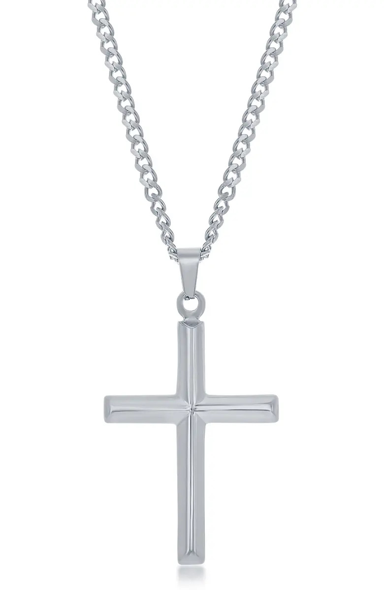 Men's Stainless Steel 3D Cross Pendant Necklace | Nordstrom Rack
