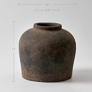 LB2 Brown Ceramic Large Vase, 11" Tall Zen Style vase, Terra Cotta Pitcher, Distressed Farmhouse ... | Amazon (US)