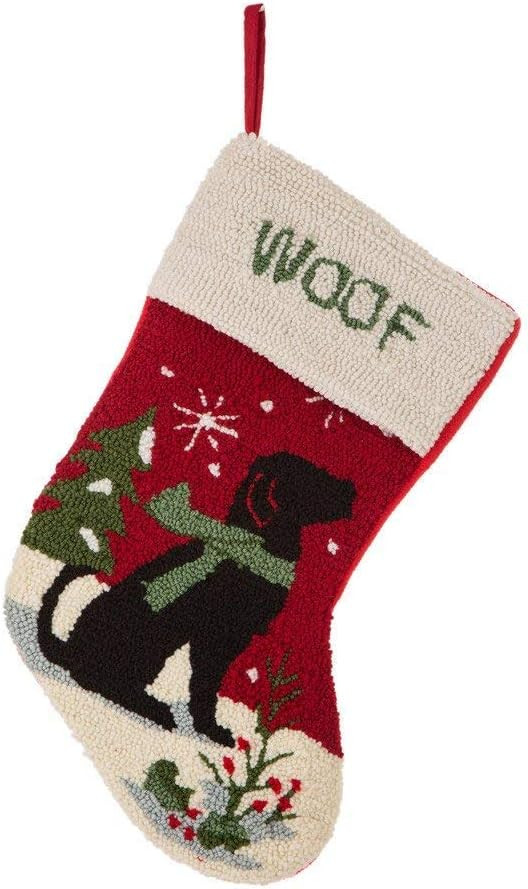 Glitzhome 19" H Dog Christmas Stocking Oversize Handmade Hooked Xmas Fireplace Hanging Stockings ... | Amazon (US)