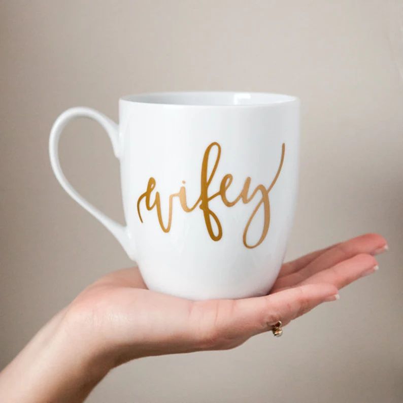 Wifey Mug, Bride Gift, Gold Wifey Coffee Mug, Mr and Mrs Mug, Bride Mug, Bridal Shower Gift, Enga... | Etsy (US)