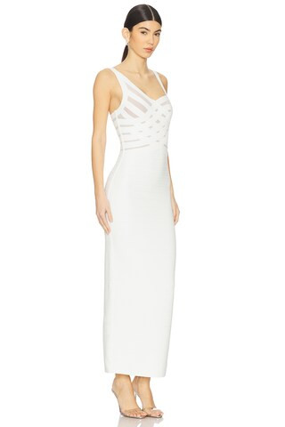 Herve Leger The Adeline Gown in Alabaster from Revolve.com | Revolve Clothing (Global)
