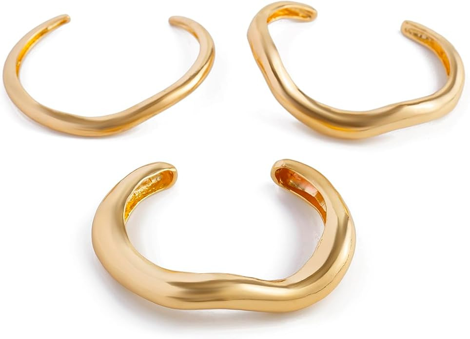 2 PCS Gold Cuff Bracelet for Women Chunky Multi-layer Cross Wire Open Bracelet Hollow Wide Gold B... | Amazon (US)