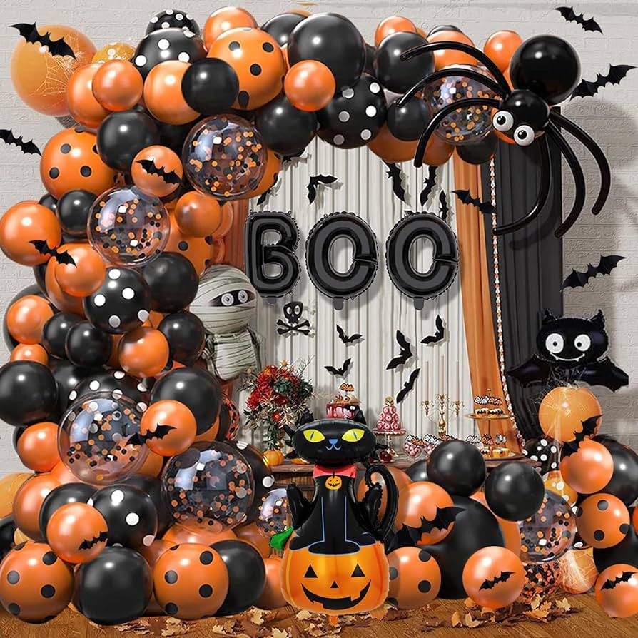 Halloween Balloon Arch Garland Kit,178pcs Black Orange Balloons with Pumpkin Ghost,Large BatBoo A... | Amazon (CA)