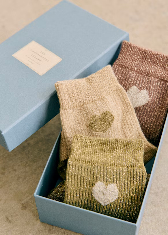 Lurex Hearts Sock Trio in Gift Box | Sezane Paris - US