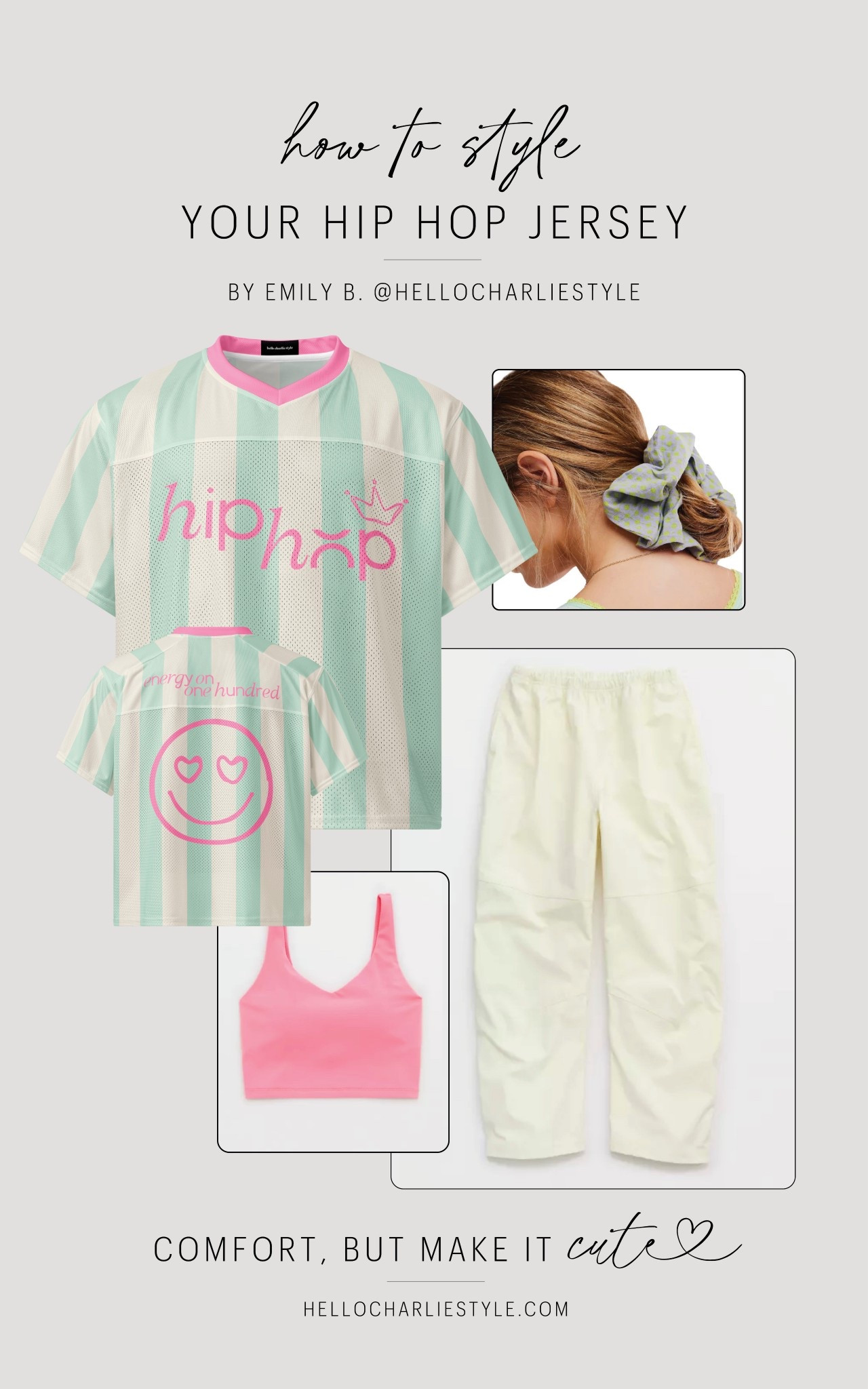 How to style your hip hop jersey from Hello Charlie Style 🩷

Add a bright colored sports bra, comfy baggy barrel pants from Aerie, and an oversized scrunchie for the cutest on trend look for any dancer. 

#dancestyle #dancecompoutfit 

#LTKootd #LTKActive #LTKgrwm