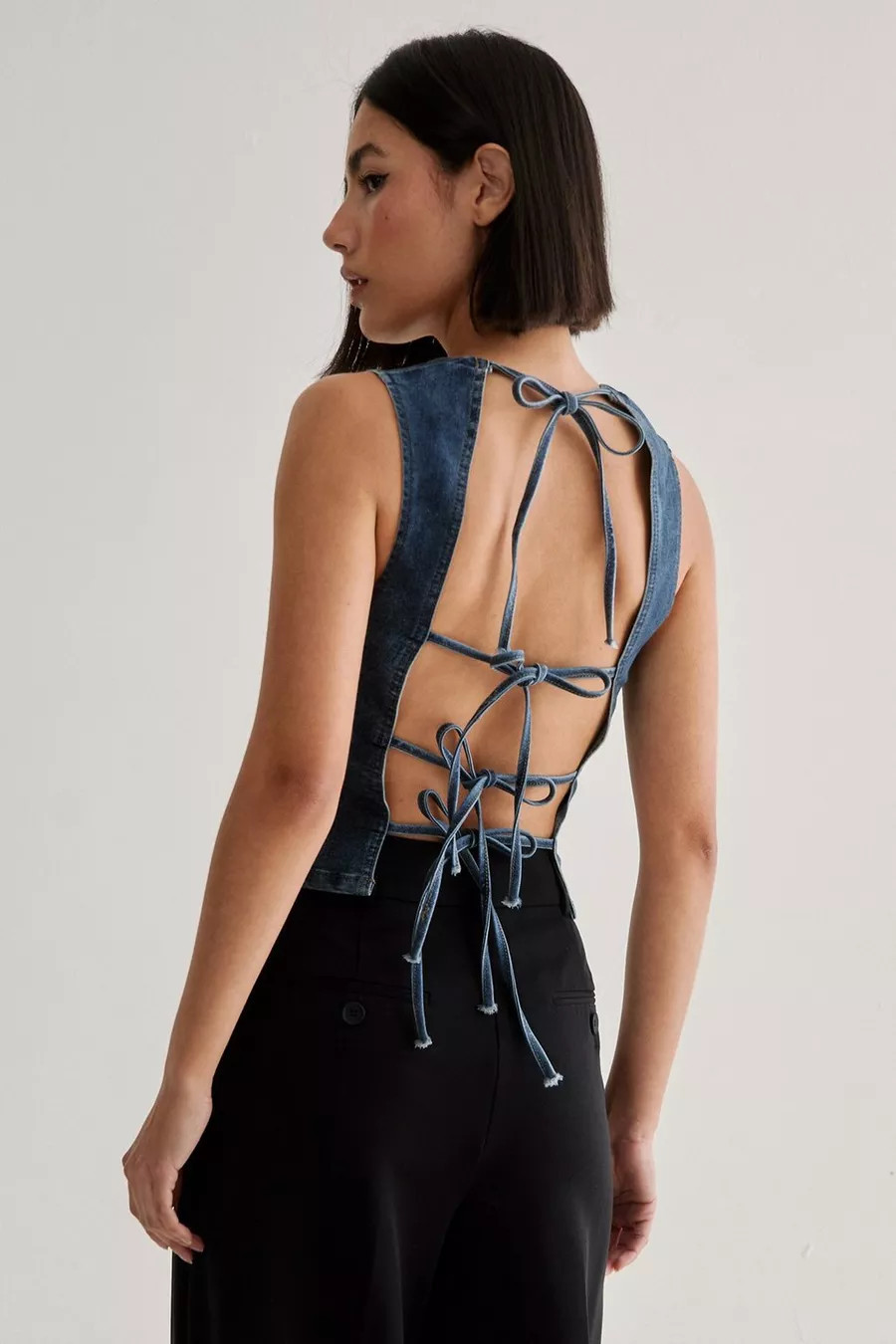 Denim Lace Back Top | Nasty Gal US