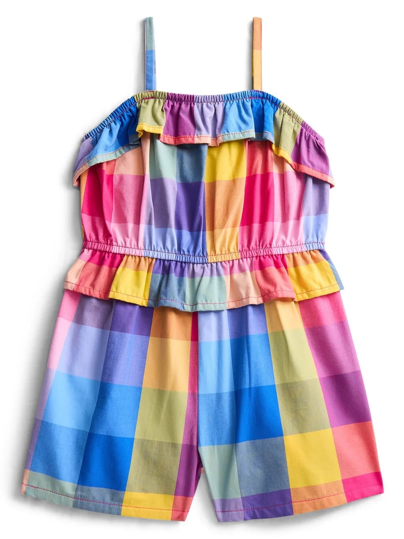 Wonder Nation Toddler Girls Printed Fashion Romper, Sizes 12M-5T | Walmart (US)