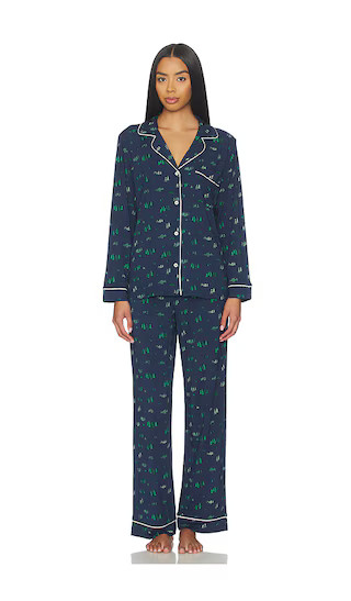 Gisele Printed Long Pj Set in Forest Pine Navy & Ivory | Revolve Clothing (Global)